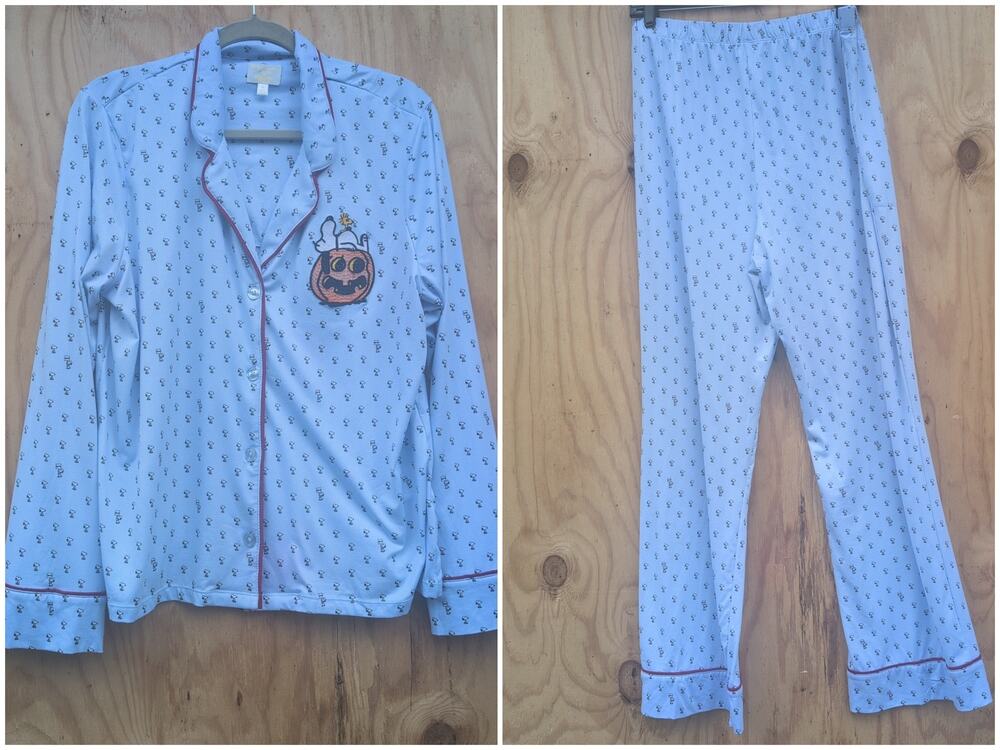 Snoopy Peanuts Halloween Pajama Set Baby Blue Women's XL